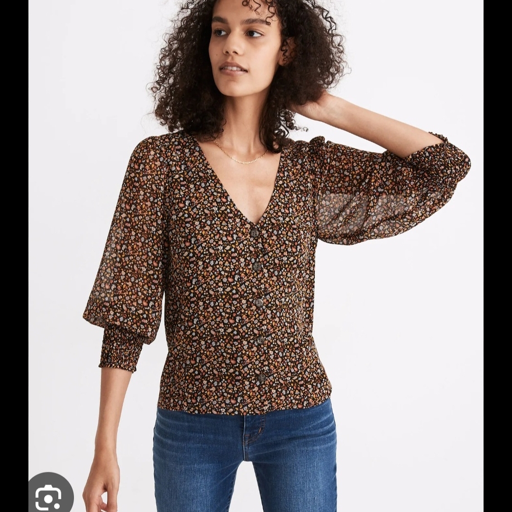 Madewell Floral V-Neck Women's Top